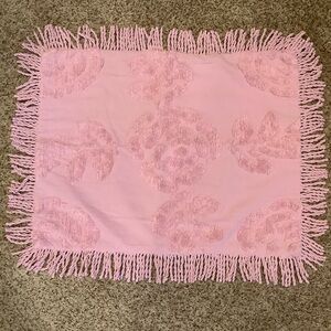 Pillow sham chenille pattern twist fringe Pink